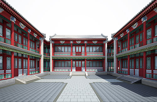 江西北京四合院设计古建筑鸟瞰图展示