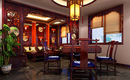 江西古典中式风格茶楼包间设计装修效果图